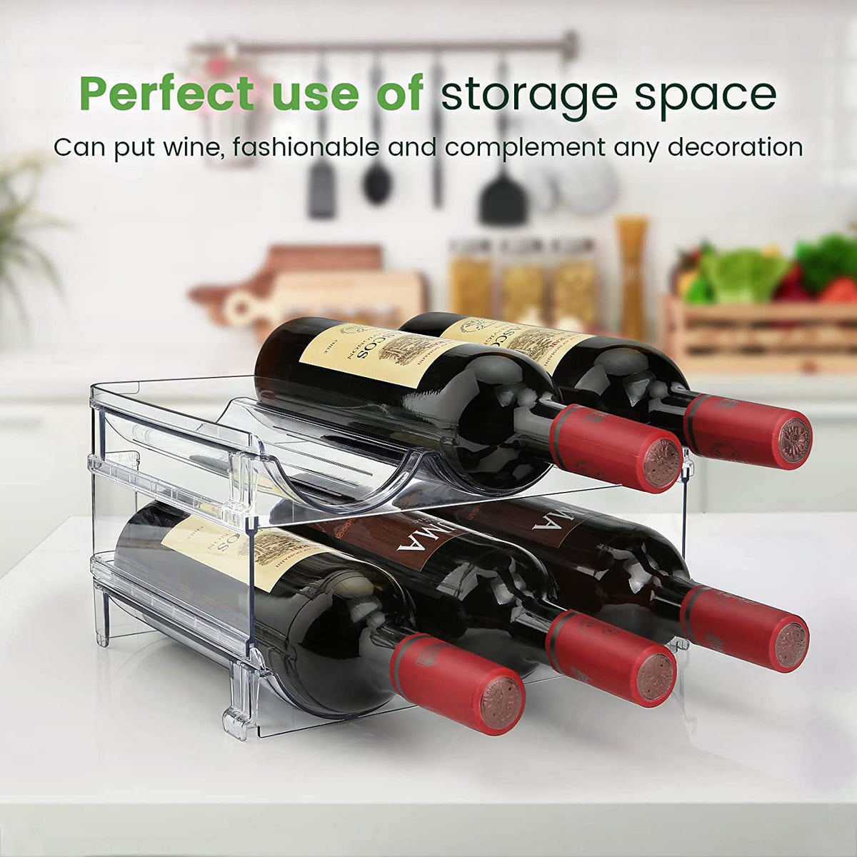 Maximize Your Space with 2-Pack Stackable Water Bottle Organizer for Cabinets - Perfect Storage Solution!