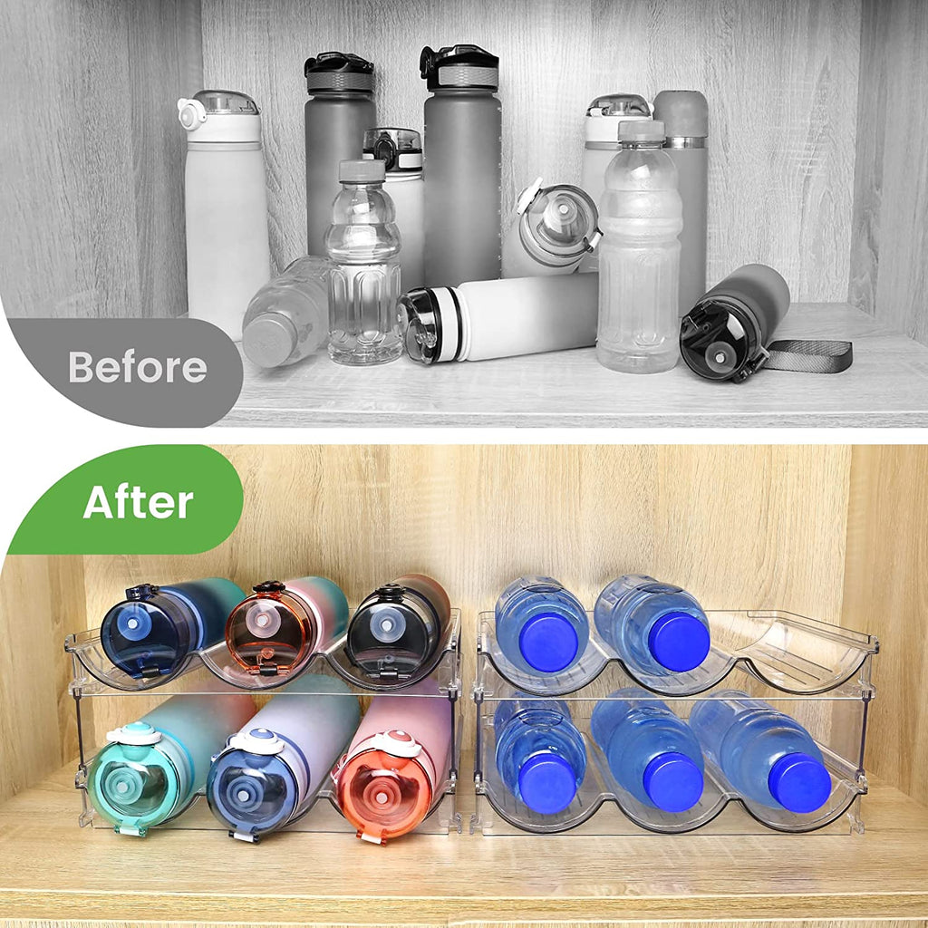 Maximize Your Space with 2-Pack Stackable Water Bottle Organizer for Cabinets - Perfect Storage Solution!