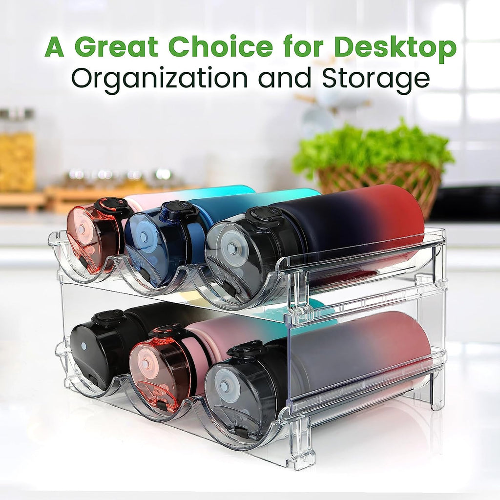Maximize Your Space with 2-Pack Stackable Water Bottle Organizer for Cabinets - Perfect Storage Solution!