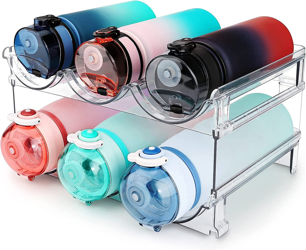 Maximize Your Space with 2-Pack Stackable Water Bottle Organizer for Cabinets - Perfect Storage Solution!