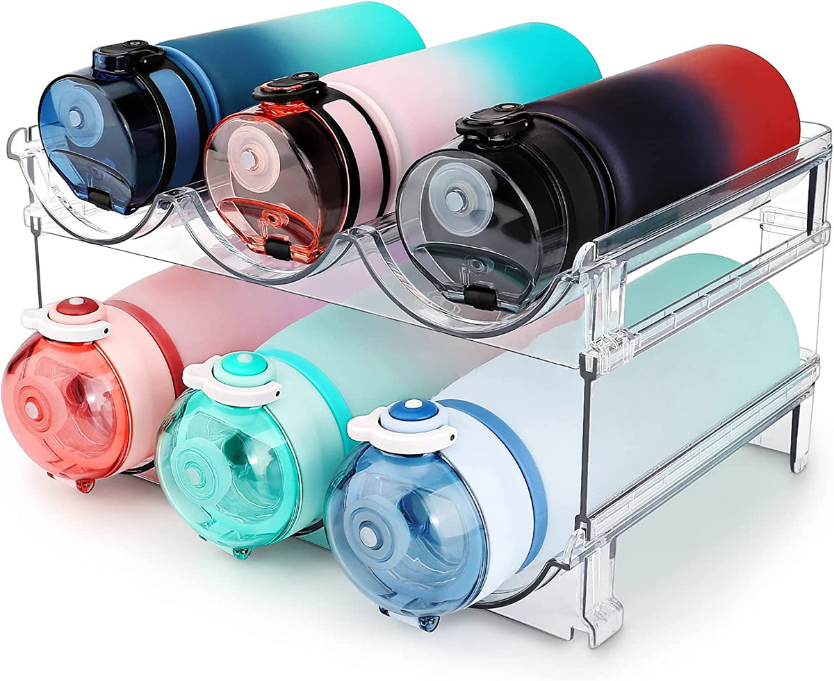 Maximize Your Space with 2-Pack Stackable Water Bottle Organizer for Cabinets - Perfect Storage Solution!