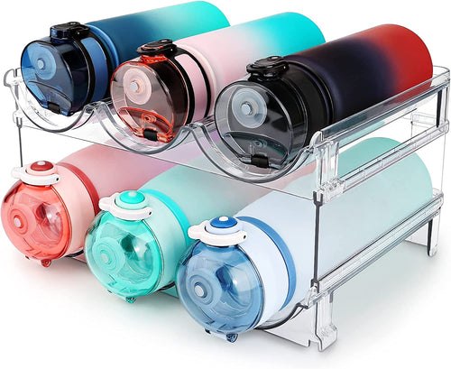 Maximize Your Space with 2-Pack Stackable Water Bottle Organizer for Cabinets - Perfect Storage Solution!