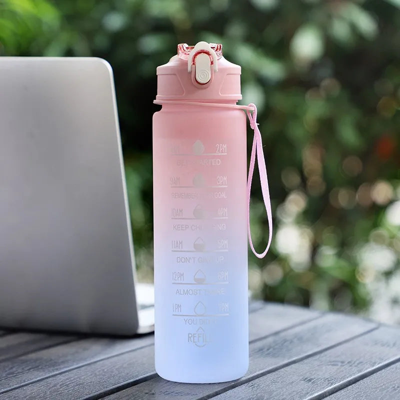 Ultimate Sports Water Bottle with Time-Tracking Straw – Leak-Proof & Easy-Carry Design for Outdoor Adventures