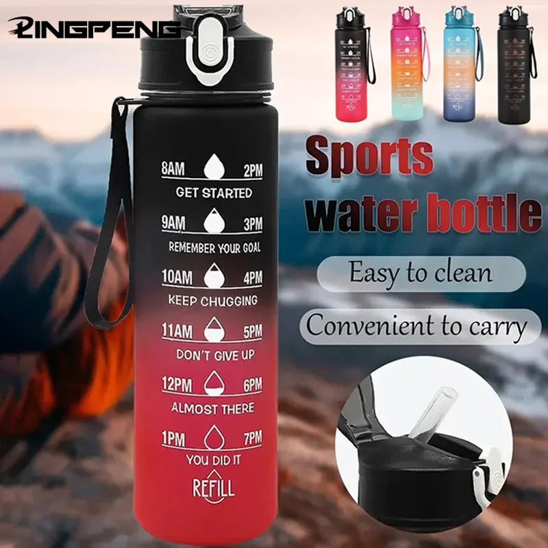 Ultimate Sports Water Bottle with Time-Tracking Straw – Leak-Proof & Easy-Carry Design for Outdoor Adventures
