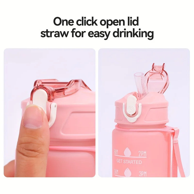 Ultimate Sports Water Bottle with Time-Tracking Straw – Leak-Proof & Easy-Carry Design for Outdoor Adventures