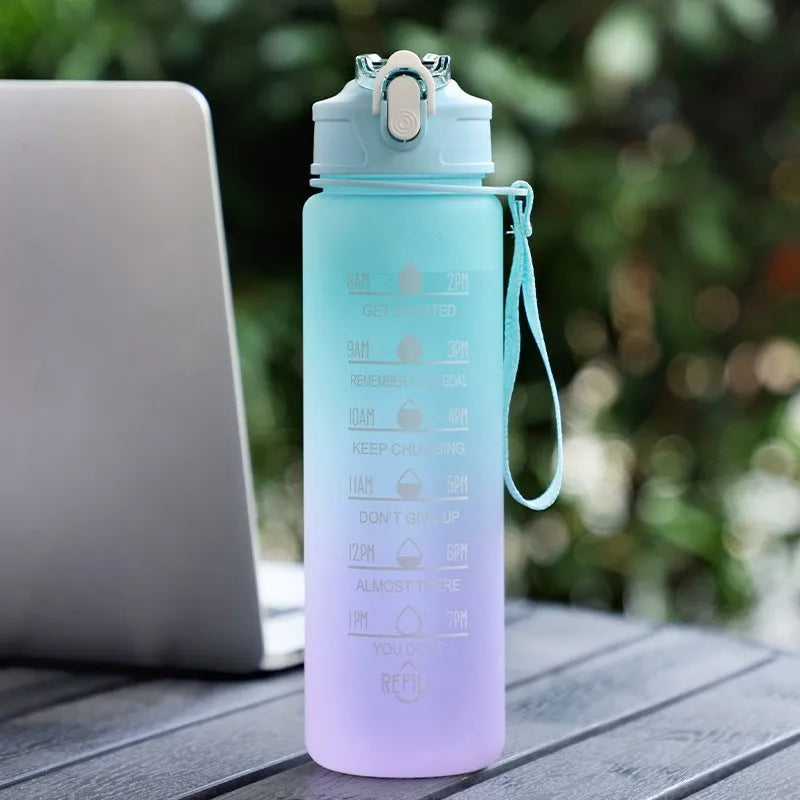 Ultimate Sports Water Bottle with Time-Tracking Straw – Leak-Proof & Easy-Carry Design for Outdoor Adventures